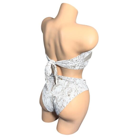 PilyQ Color Block Bandeau (D) and High Waist Cheeky Bikini Bottom (M) in Cobra - Picture 10 of 16